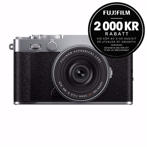 Fujifilm X-E5 Silver + XF 23/2,8 R WR
